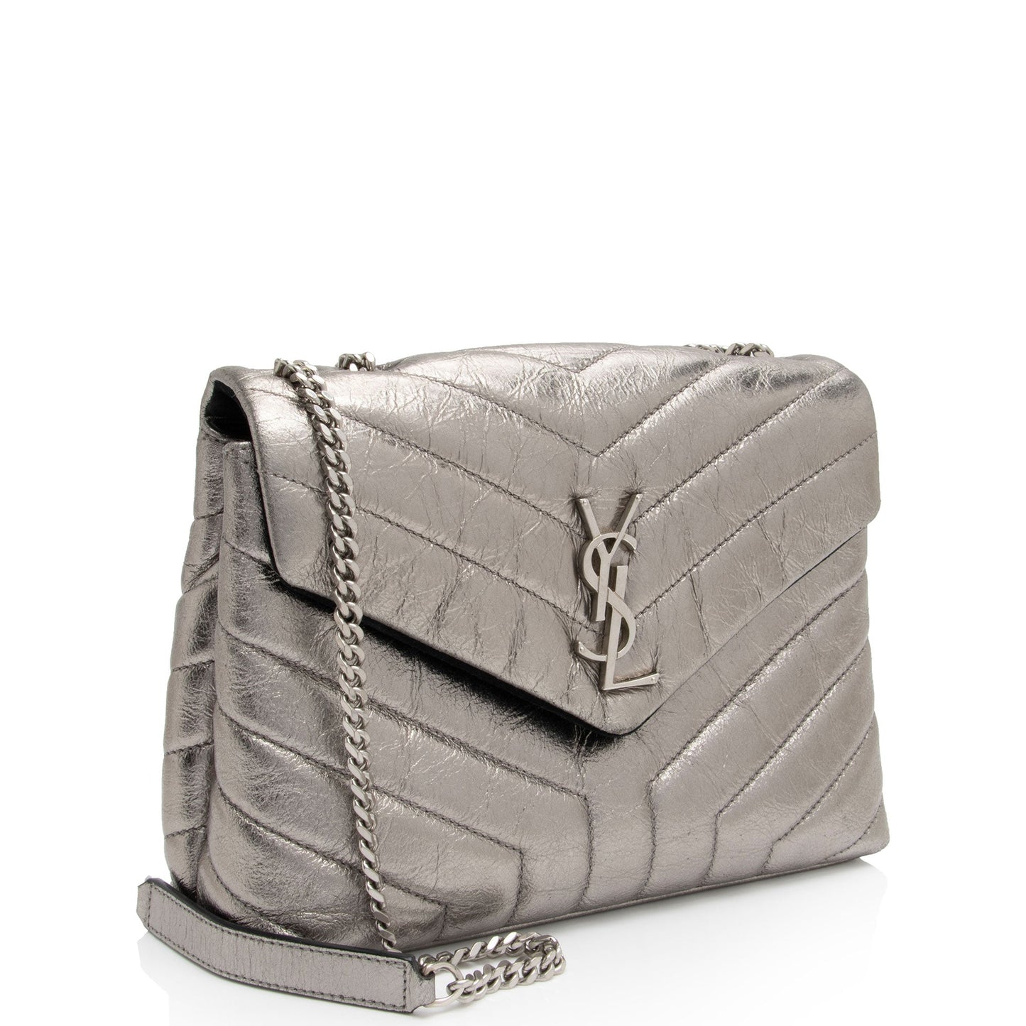 Saint Laurent Metallic Matelasse Calfskin Monogram LouLou Chain Small Crossbody 3eZi29