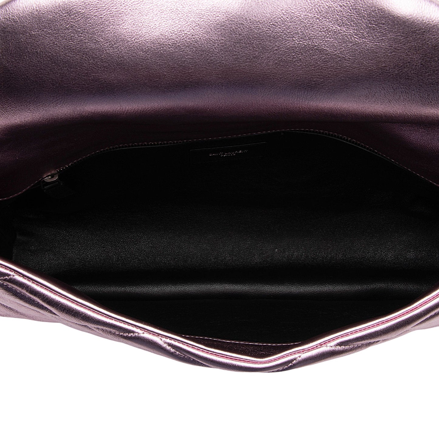 Saint Laurent Metallic Quilted Lambskin Puffer Sade Clutch dsF7Ye