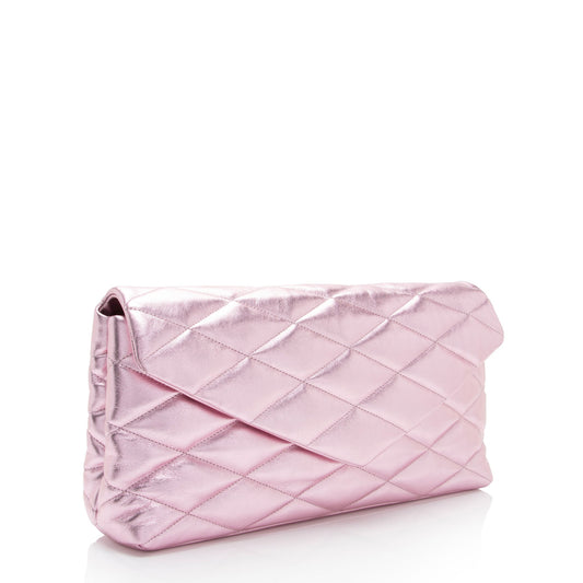 Saint Laurent Metallic Quilted Lambskin Puffer Sade Clutch dsF7Ye