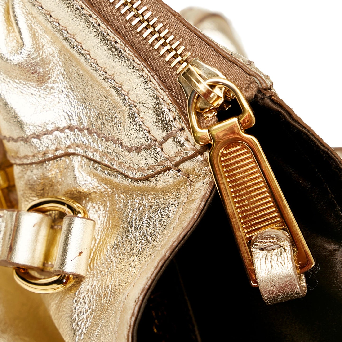 Saint Laurent Mini Downtown Metallic Leather Handbag (SHG-25927