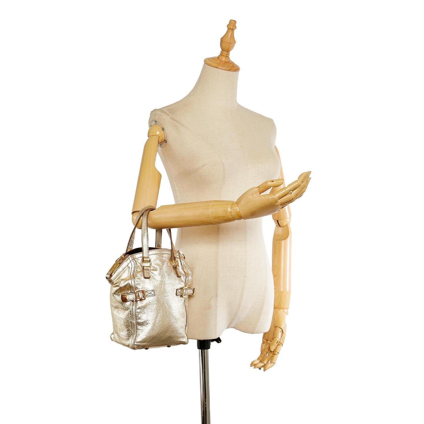 Saint Laurent Mini Downtown Metallic Leather Handbag (SHG-25927