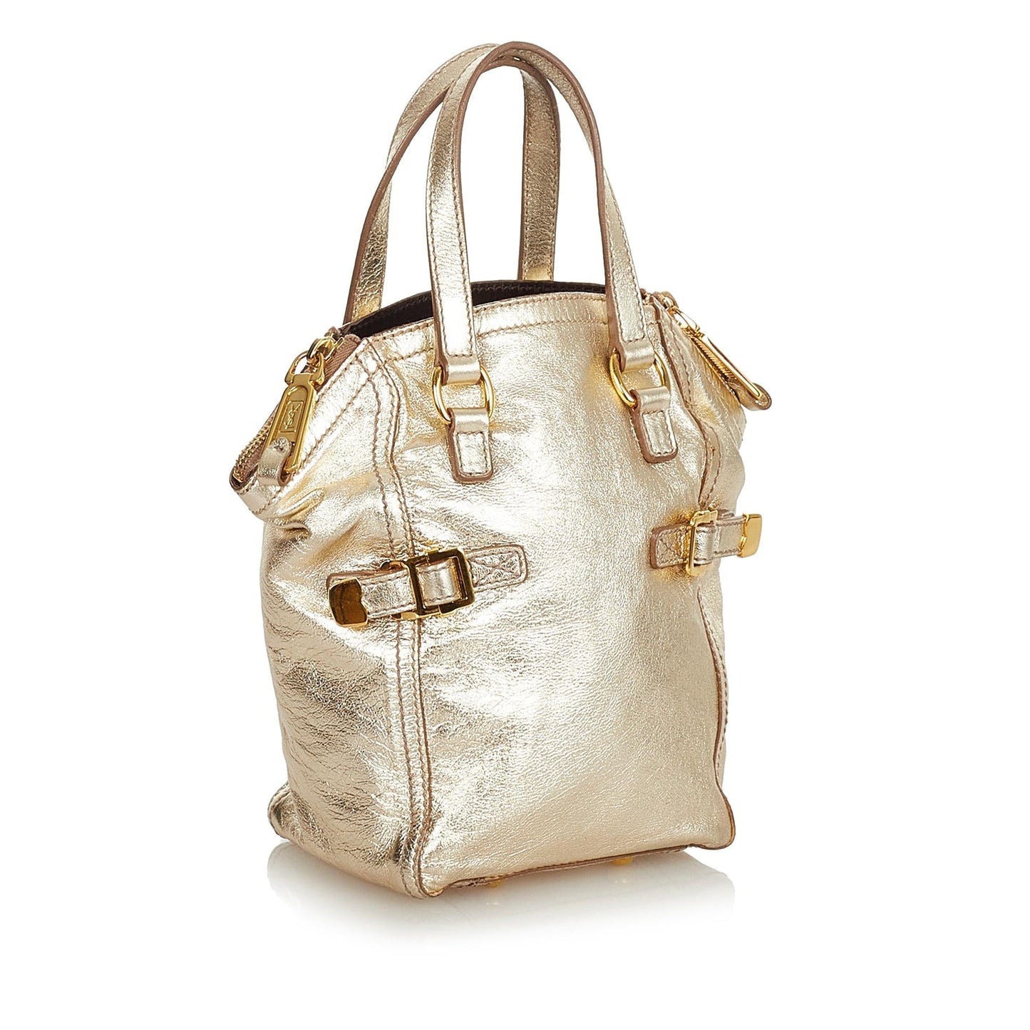 Saint Laurent Mini Downtown Metallic Leather Handbag (SHG-25927