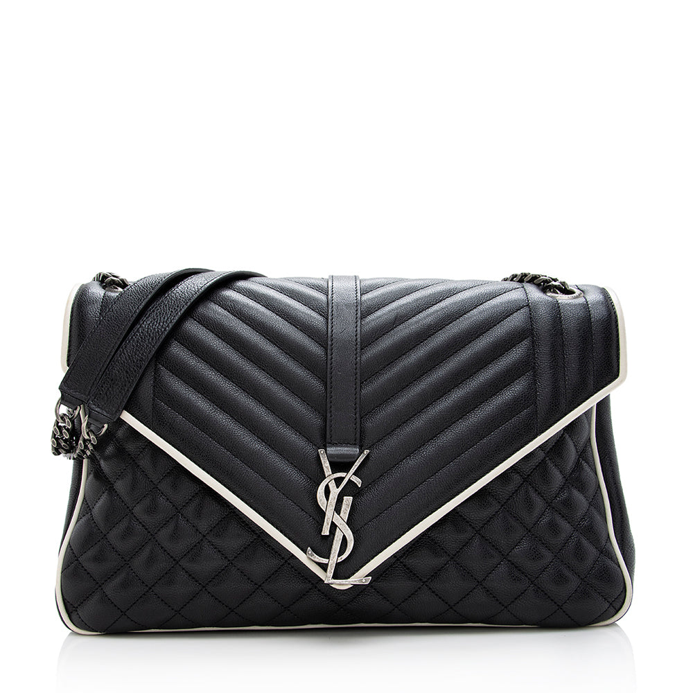 Saint Laurent Mixed Matelasse Calfskin Classic Monogram Soft Large Shoulder Bag 18799