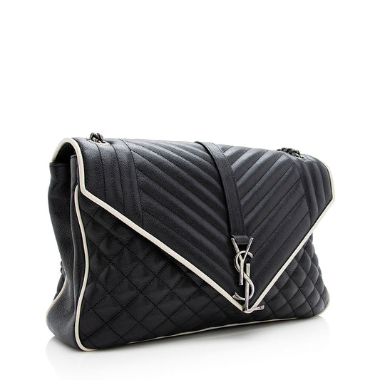 Saint Laurent Mixed Matelasse Calfskin Classic Monogram Soft Large Shoulder Bag 18799
