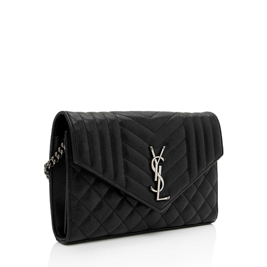 Saint Laurent Mixed Matelasse Calfskin Monogram Chain Wallet f944Ez