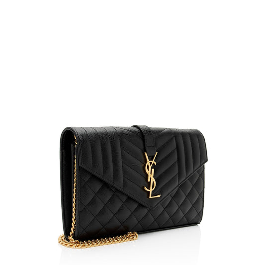 Saint Laurent Mixed Matelasse Calfskin Monogram Chain Wallet q01O3t