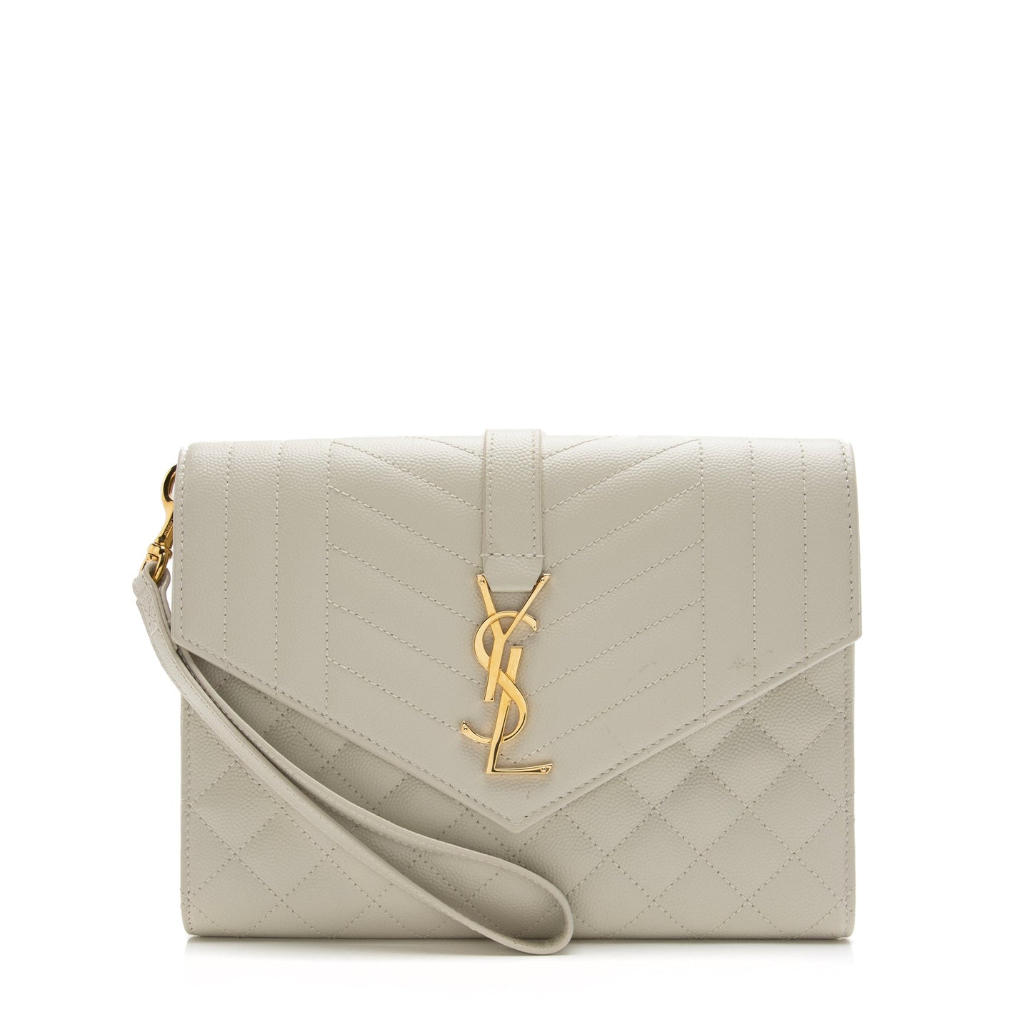 Saint Laurent Mixed Matelasse Grain de Poudre Monogram Envelope Pouch 23933