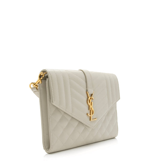 Saint Laurent Mixed Matelasse Grain de Poudre Monogram Envelope Pouch 23933