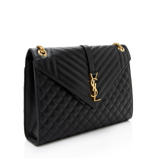 Saint Laurent Mixed Matelasse Grain de Poudre Monogram Large Envelope Bag bhZZVe