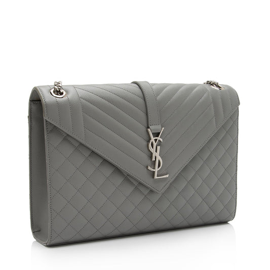Saint Laurent Mixed Matelasse Grain de Poudre Monogram Large Envelope Bag 9oCzj0