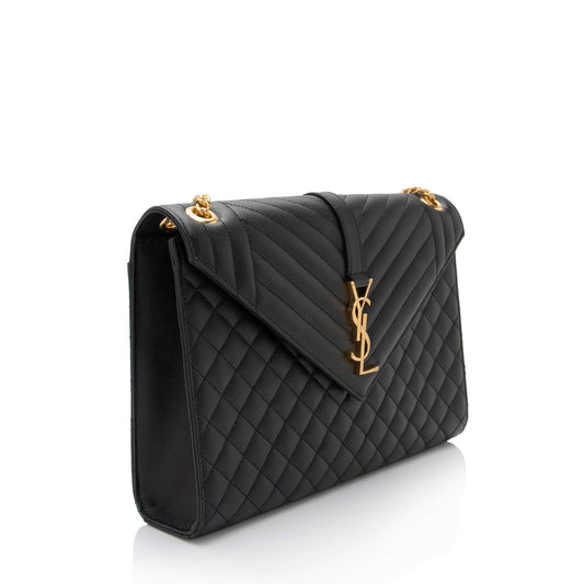 Saint Laurent Mixed Matelasse Grain de Poudre Monogram Large Envelope Bag xlS4gs