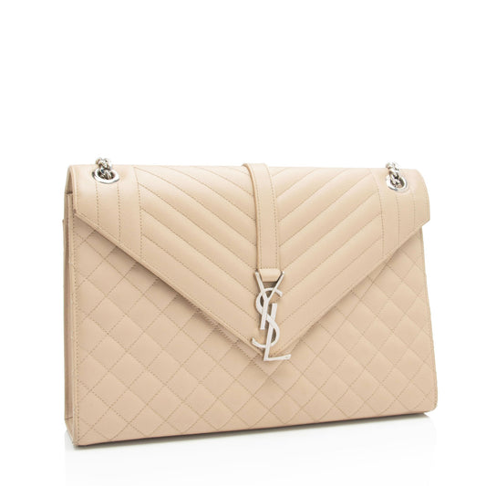 Saint Laurent Mixed Matelasse Grain de Poudre Monogram Large Envelope Bag MsCt3J