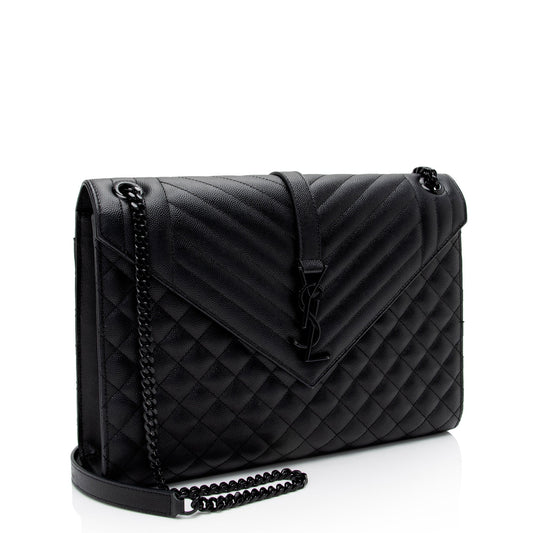 Saint Laurent Mixed Matelasse Grain de Poudre Monogram Large Envelope Bag DiLXbz