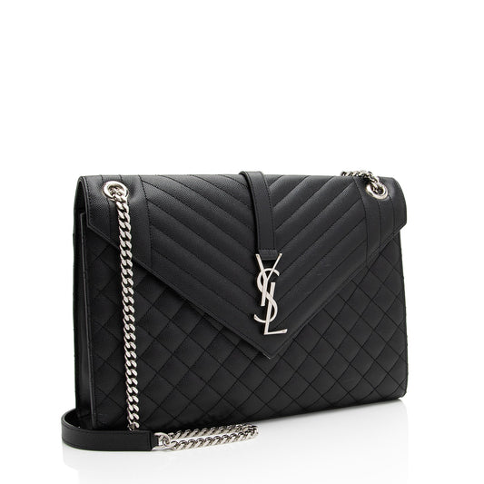 Saint Laurent Mixed Matelasse Grain de Poudre Monogram Large Envelope Bag DrXuU1
