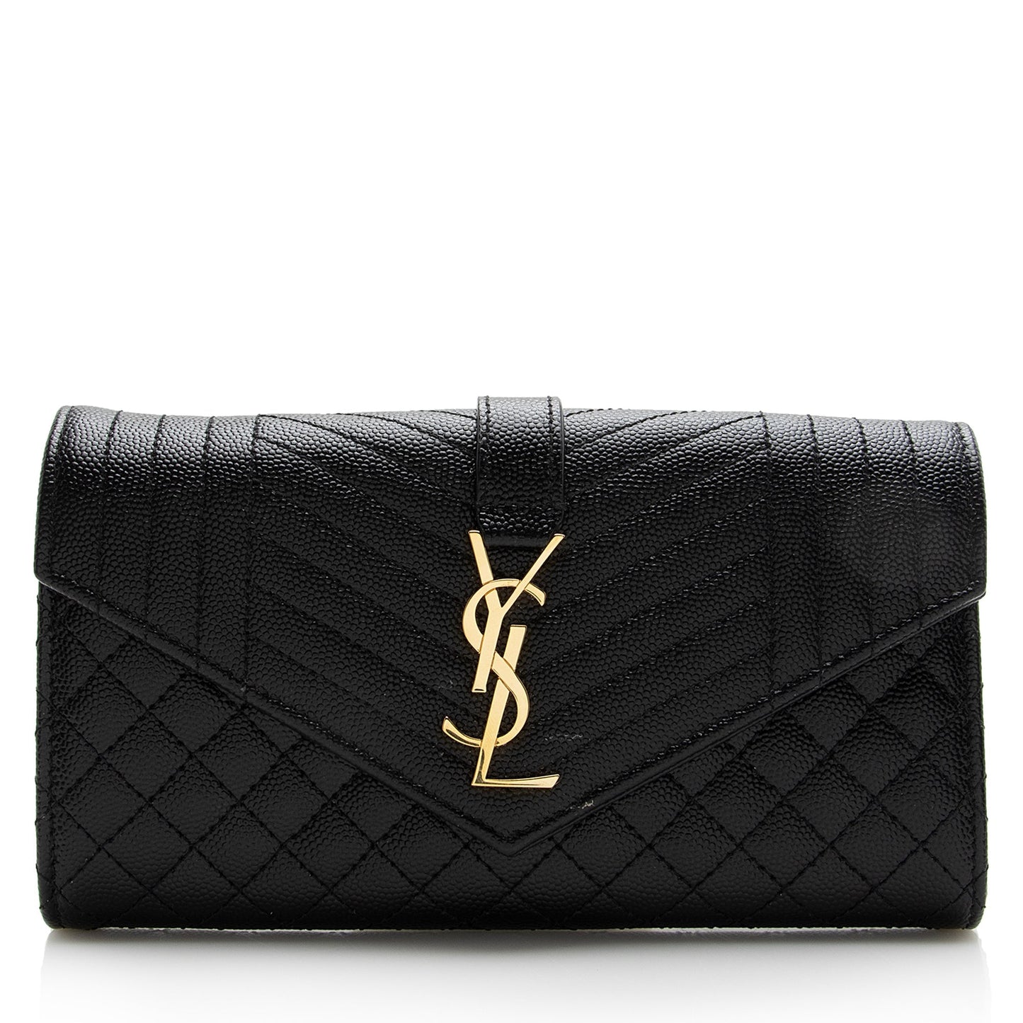 Saint Laurent Mixed Matelasse Grain de Poudre Monogram Large Envelope Wallet 22691
