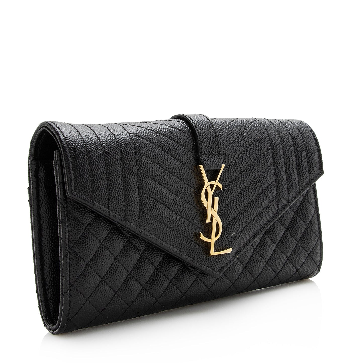 Saint Laurent Mixed Matelasse Grain de Poudre Monogram Large Envelope Wallet 22691