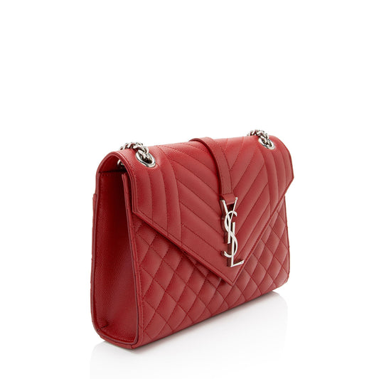 Saint Laurent Mixed Matelasse Grain de Poudre Monogram Medium Shoulder Bag 2Ox16z
