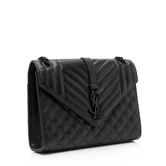 Saint Laurent Mixed Matelasse Grain de Poudre Monogram Medium Shoulder Bag 23369