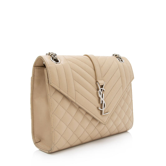 Saint Laurent Mixed Matelasse Grain de Poudre Monogram Medium Shoulder Bag AvP2UF