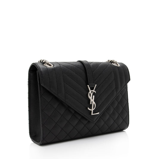 Saint Laurent Mixed Matelasse Grain de Poudre Monogram Medium Shoulder Bag TEWHpY