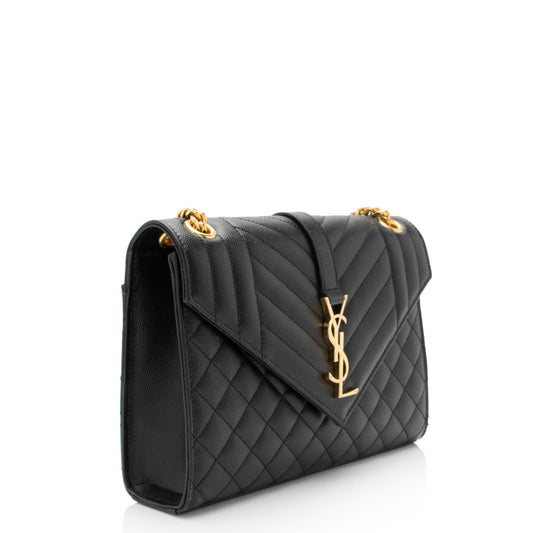 Saint Laurent Mixed Matelasse Grain de Poudre Monogram Medium Shoulder Bag 9klfDc