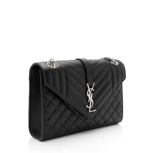 Saint Laurent Mixed Matelasse Grain de Poudre Monogram Medium Shoulder Bag RgW8Jm
