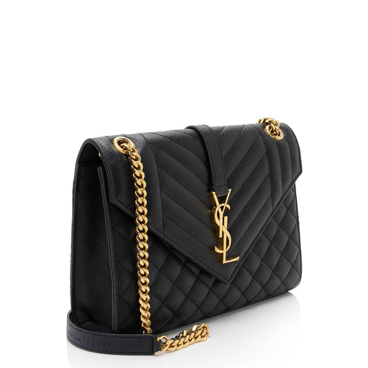 Saint Laurent Mixed Matelasse Grain de Poudre Monogram Medium Shoulder Bag rmK6K7