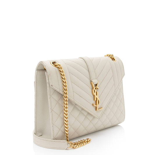 Saint Laurent Mixed Matelasse Grain de Poudre Monogram Medium Shoulder Bag zIEuMS