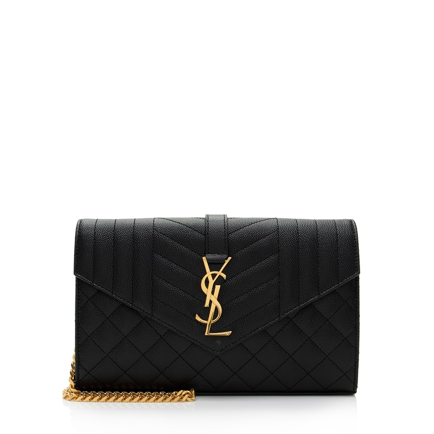 Saint Laurent Mixed Matelasse Leather Classic Monogram Chain Wallet kzGt7L