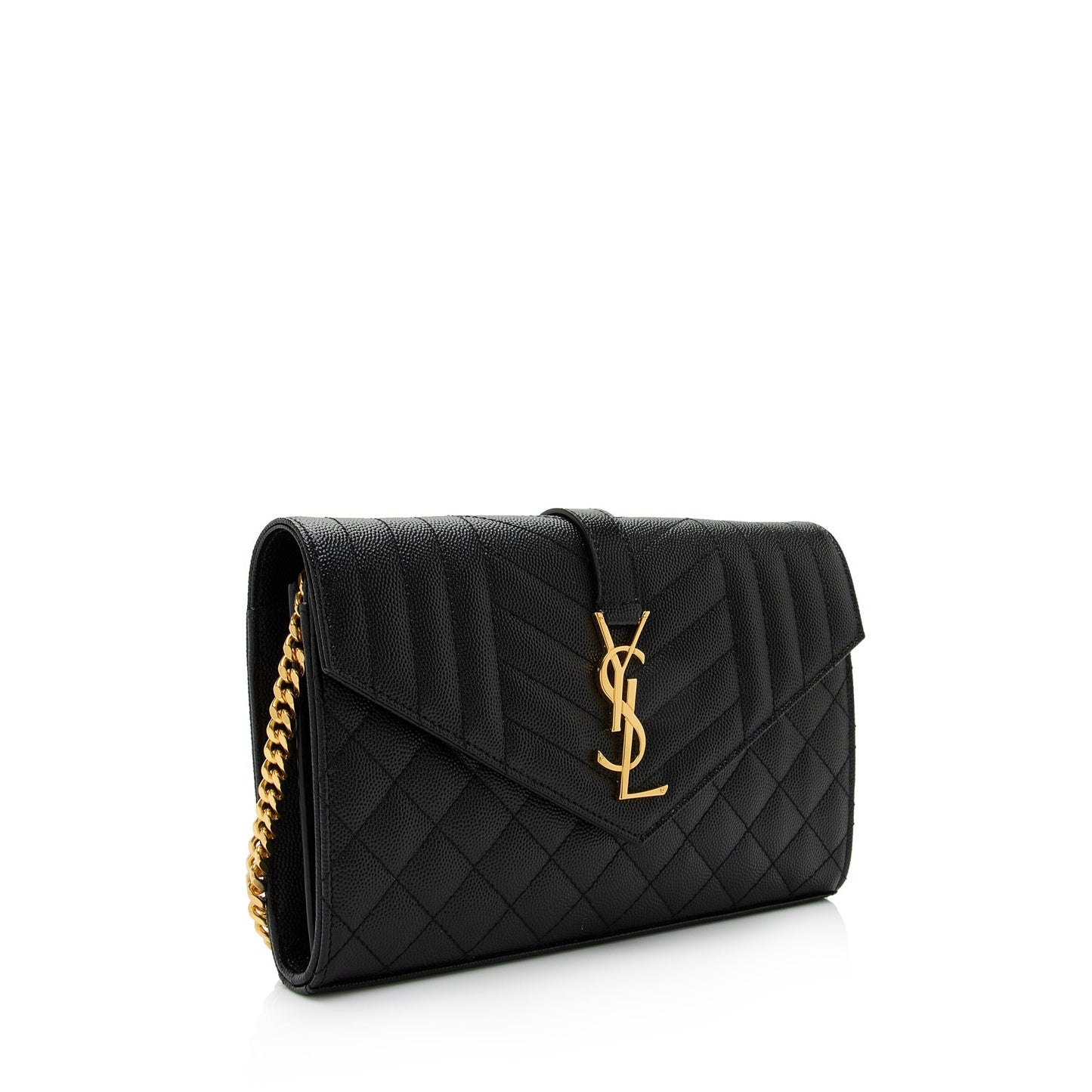 Saint Laurent Mixed Matelasse Leather Classic Monogram Chain Wallet kzGt7L