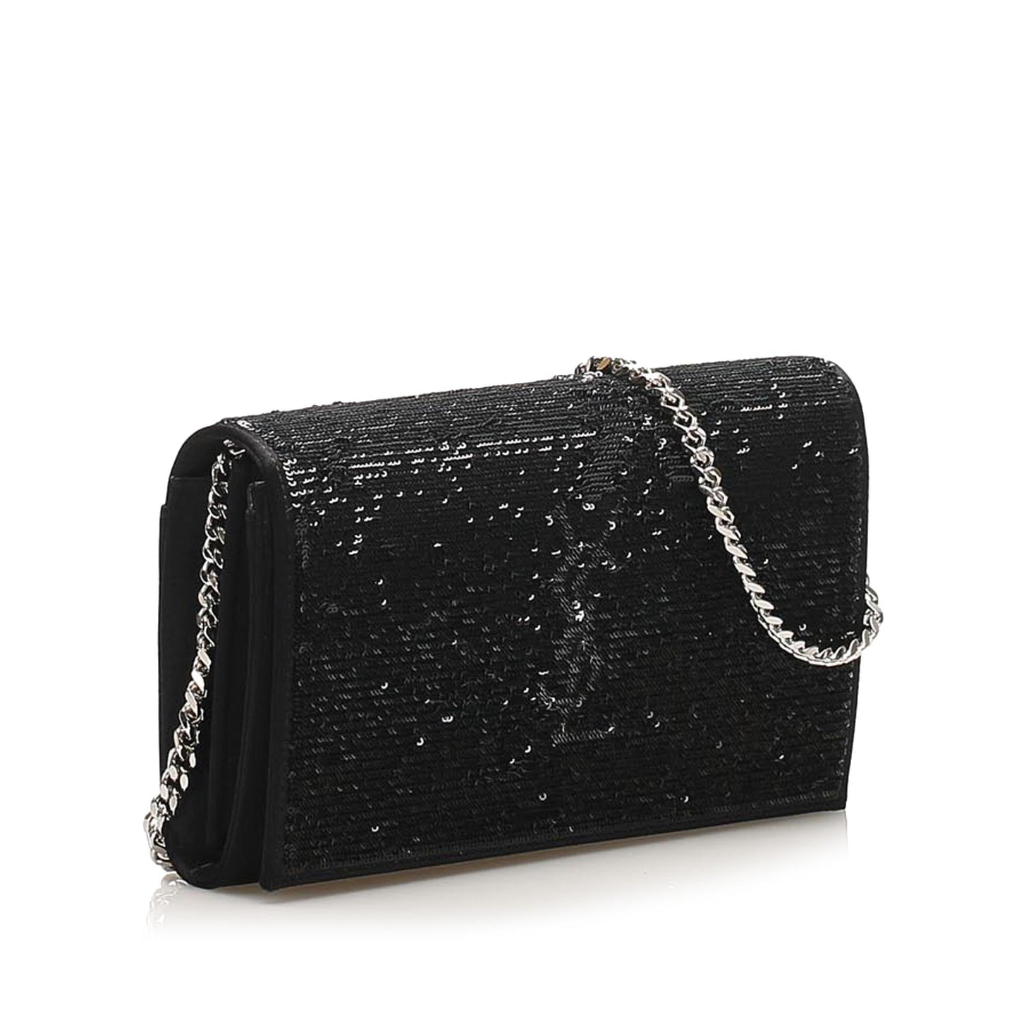 Saint Laurent Monogram Sequined Wallet on Chain (SHG-24959