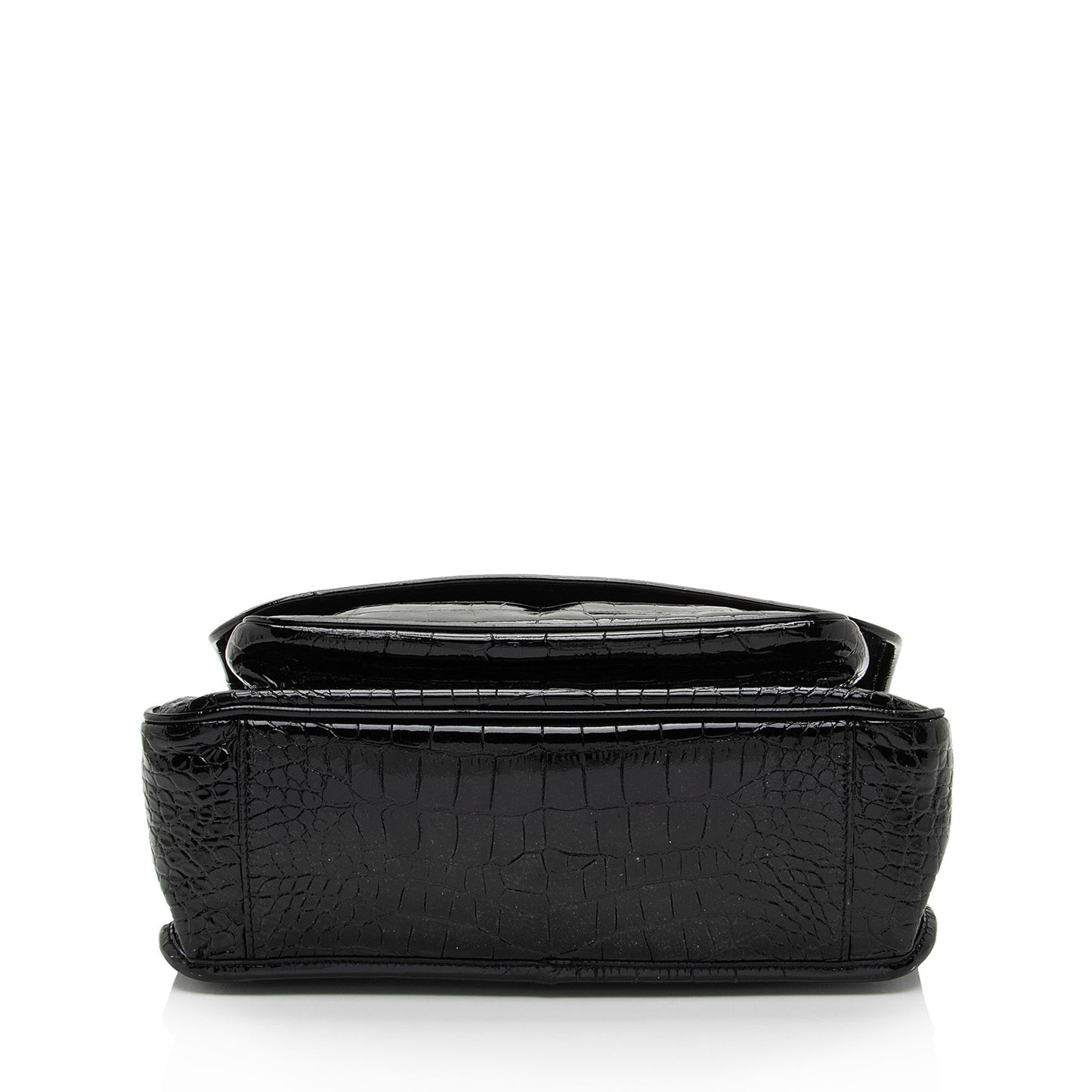 Saint Laurent Patent Croc Embossed Leather Monogram Niki Medium Shoulder Bag zhfiM7