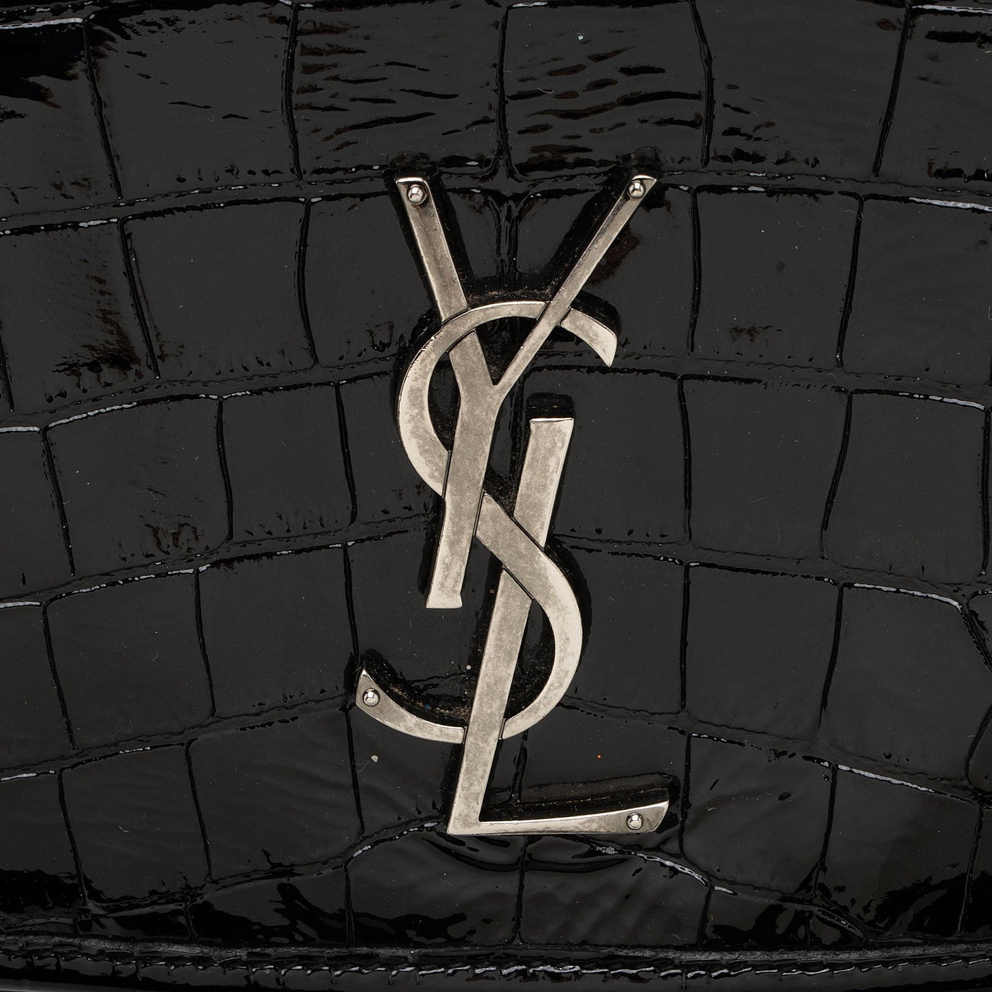 Saint Laurent Patent Croc Embossed Leather Monogram Niki Medium Shoulder Bag zhfiM7