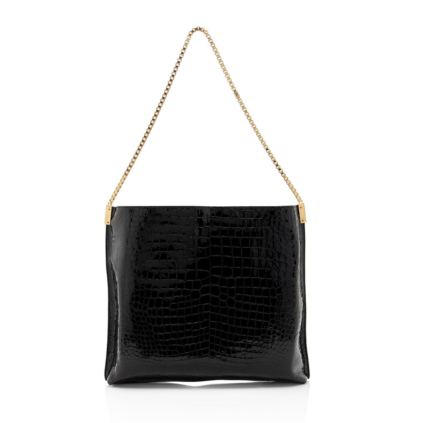 Saint Laurent Patent Croc Embossed Leather Suzanne Medium Hobo ob9qRW