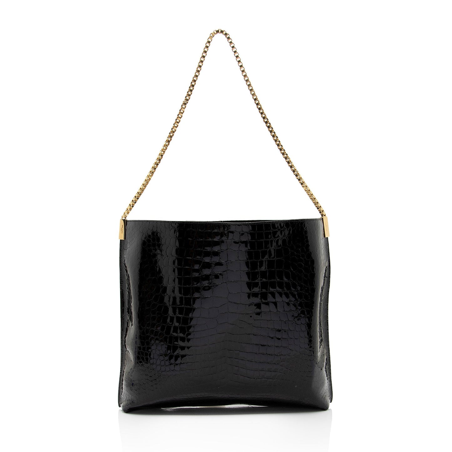 Saint Laurent Patent Croc Embossed Leather Suzanne Medium Hobo ob9qRW
