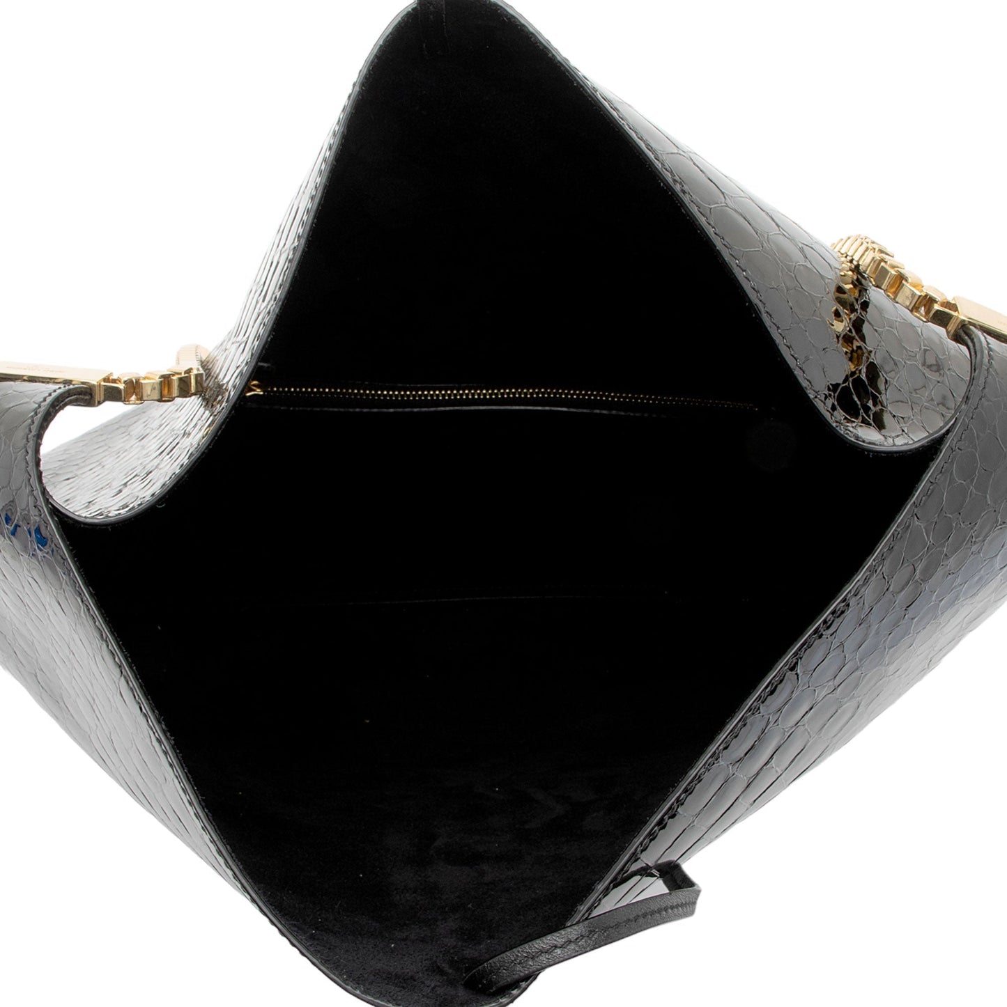 Saint Laurent Patent Croc Embossed Leather Suzanne Medium Hobo ob9qRW