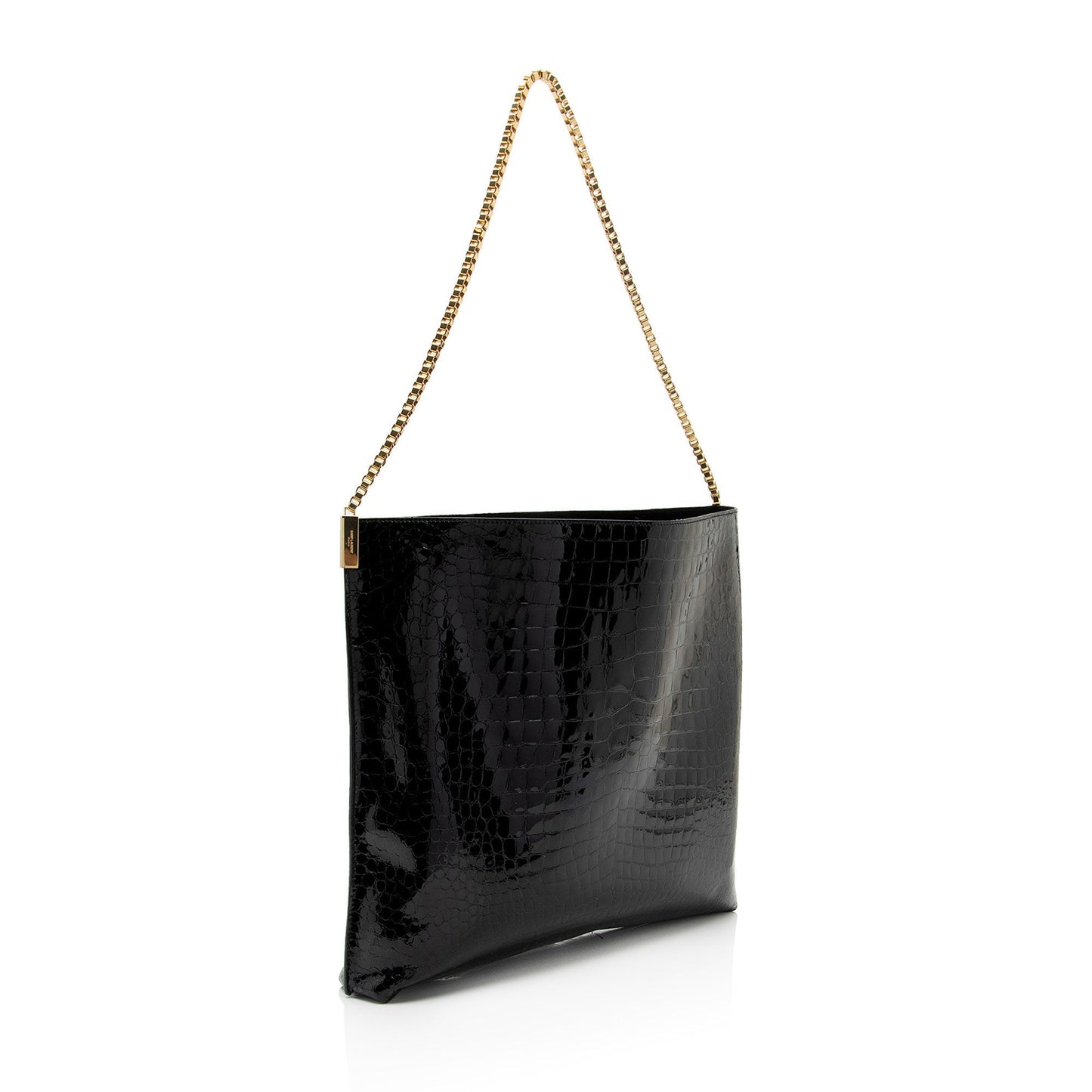 Saint Laurent Patent Croc Embossed Leather Suzanne Medium Hobo ob9qRW