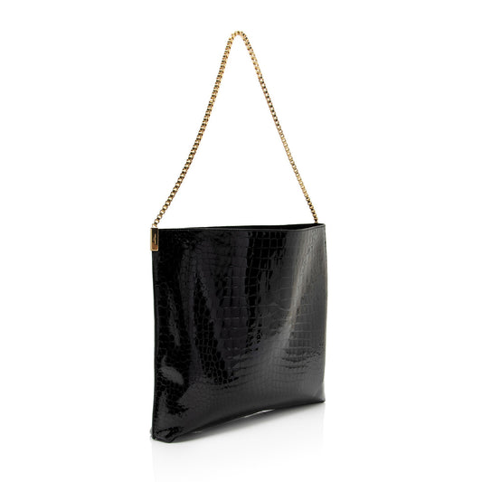 Saint Laurent Patent Croc Embossed Leather Suzanne Medium Hobo ob9qRW