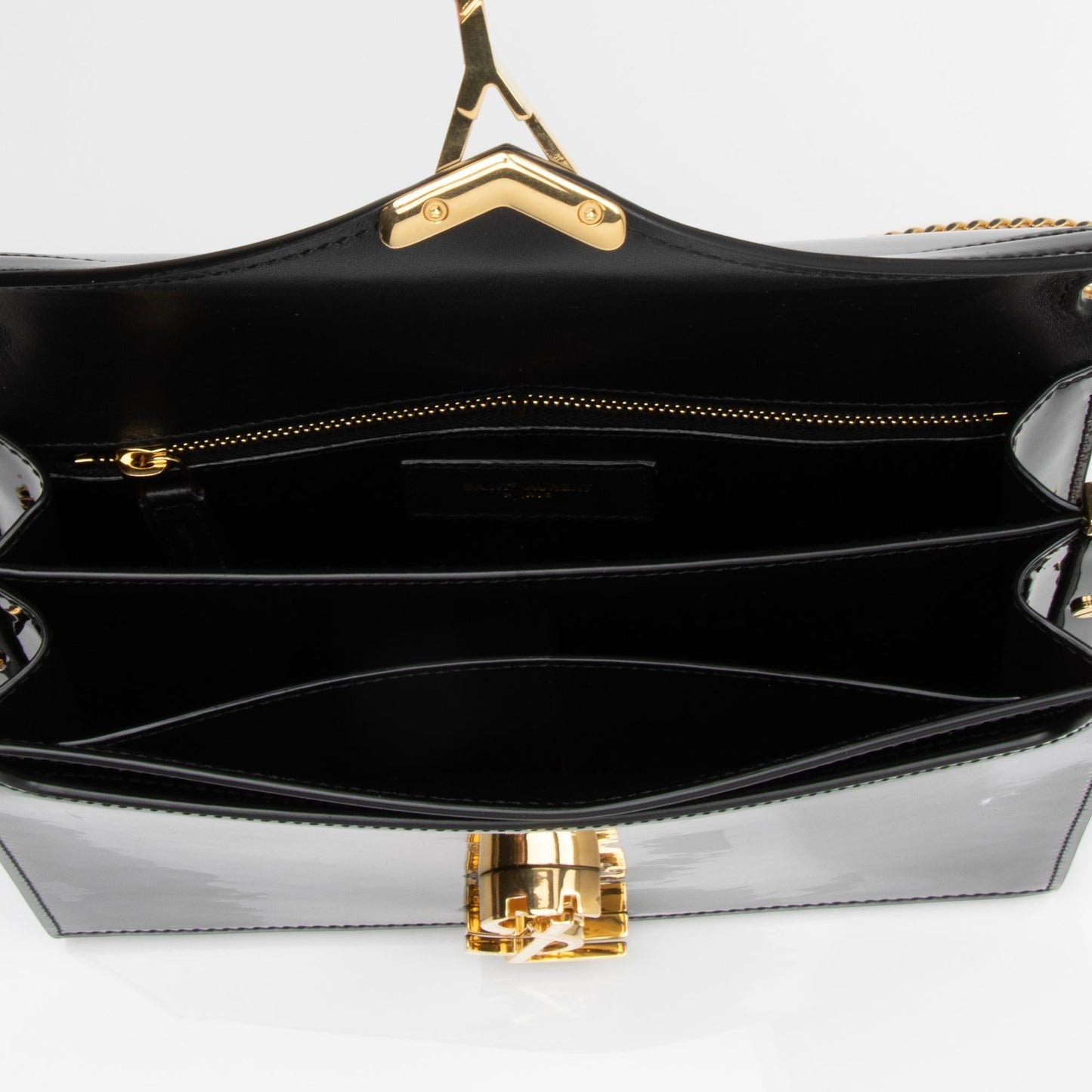 Saint Laurent Patent Leather Monogram Cassandra Medium Chain Bag 23411