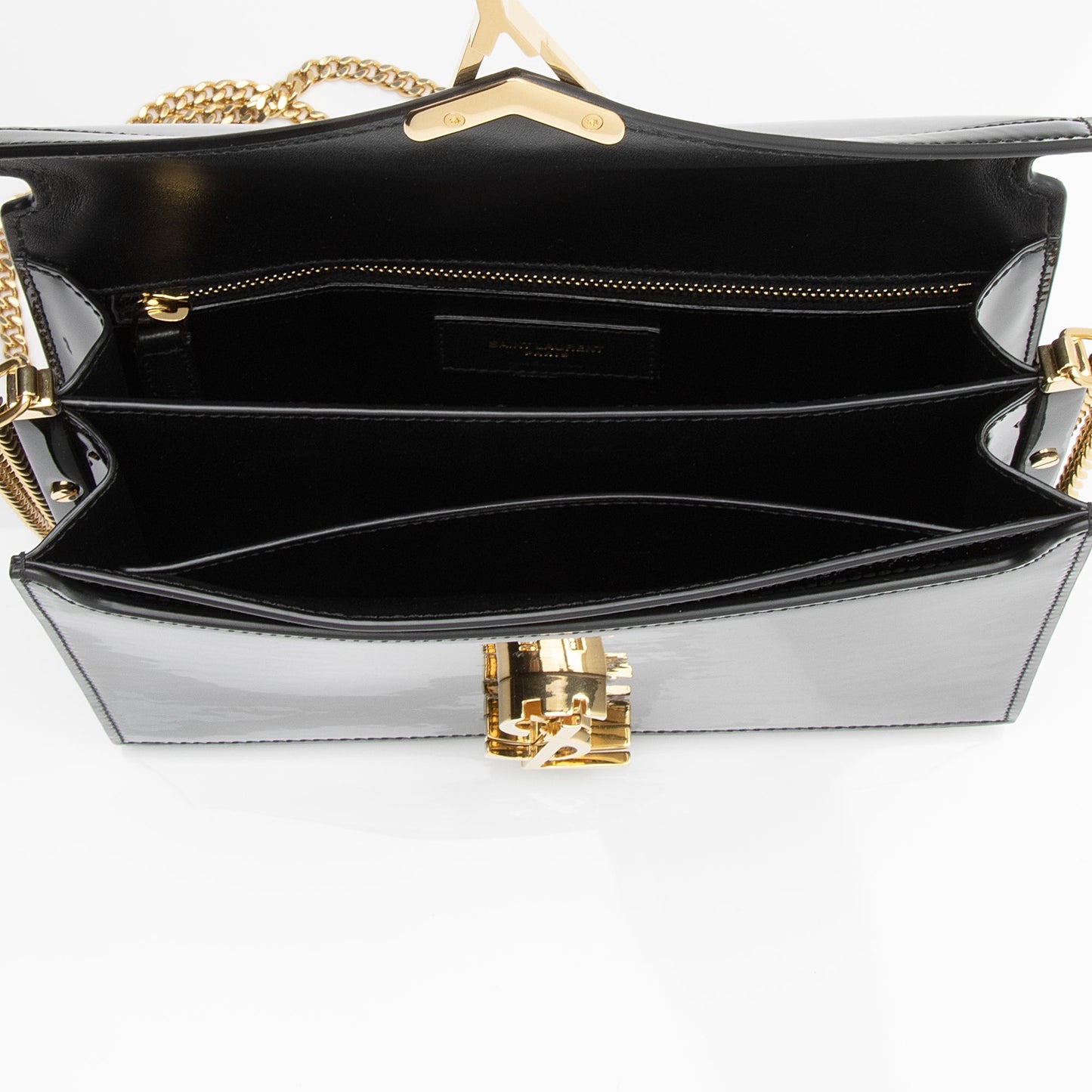 Saint Laurent Patent Leather Monogram Cassandra Medium Chain Bag 23413