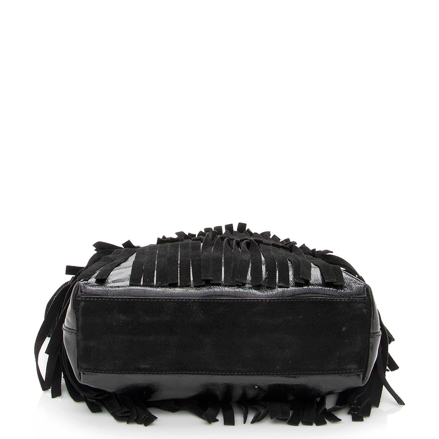 Saint Laurent Patent Leather Suede Fringe Tote 22368