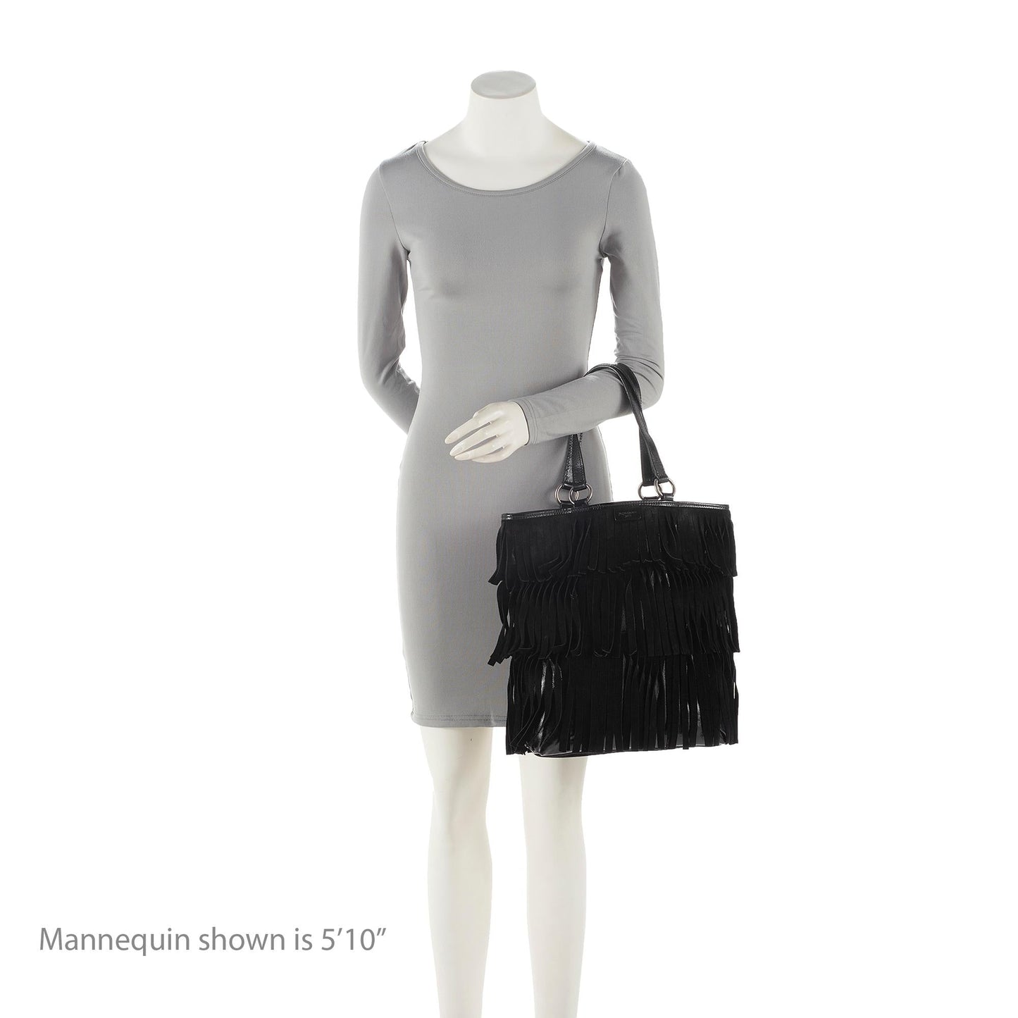 Saint Laurent Patent Leather Suede Fringe Tote 22368