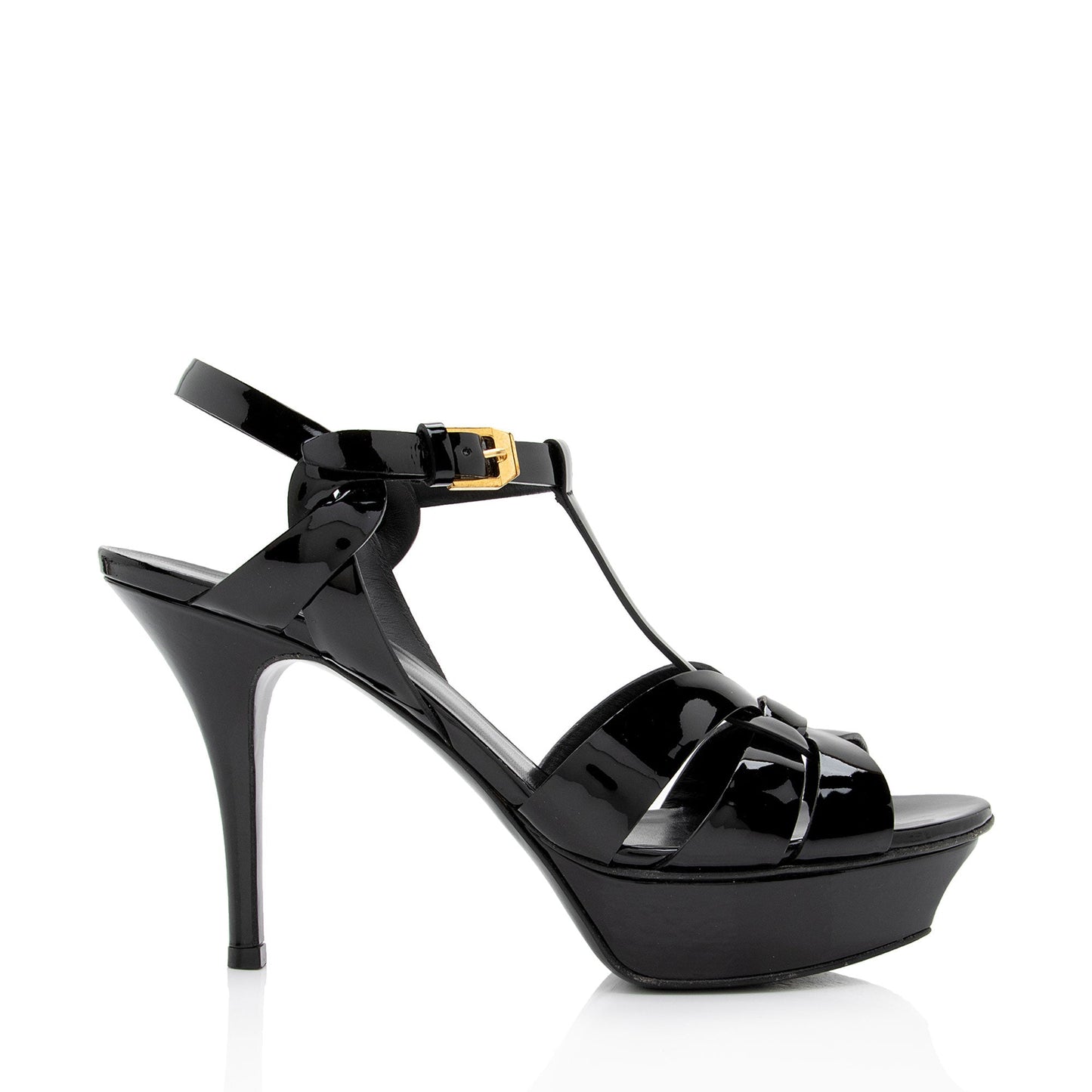 Saint Laurent Patent Leather Tribute Platform Sandals - Size 7.5 / 37.5 xmu793