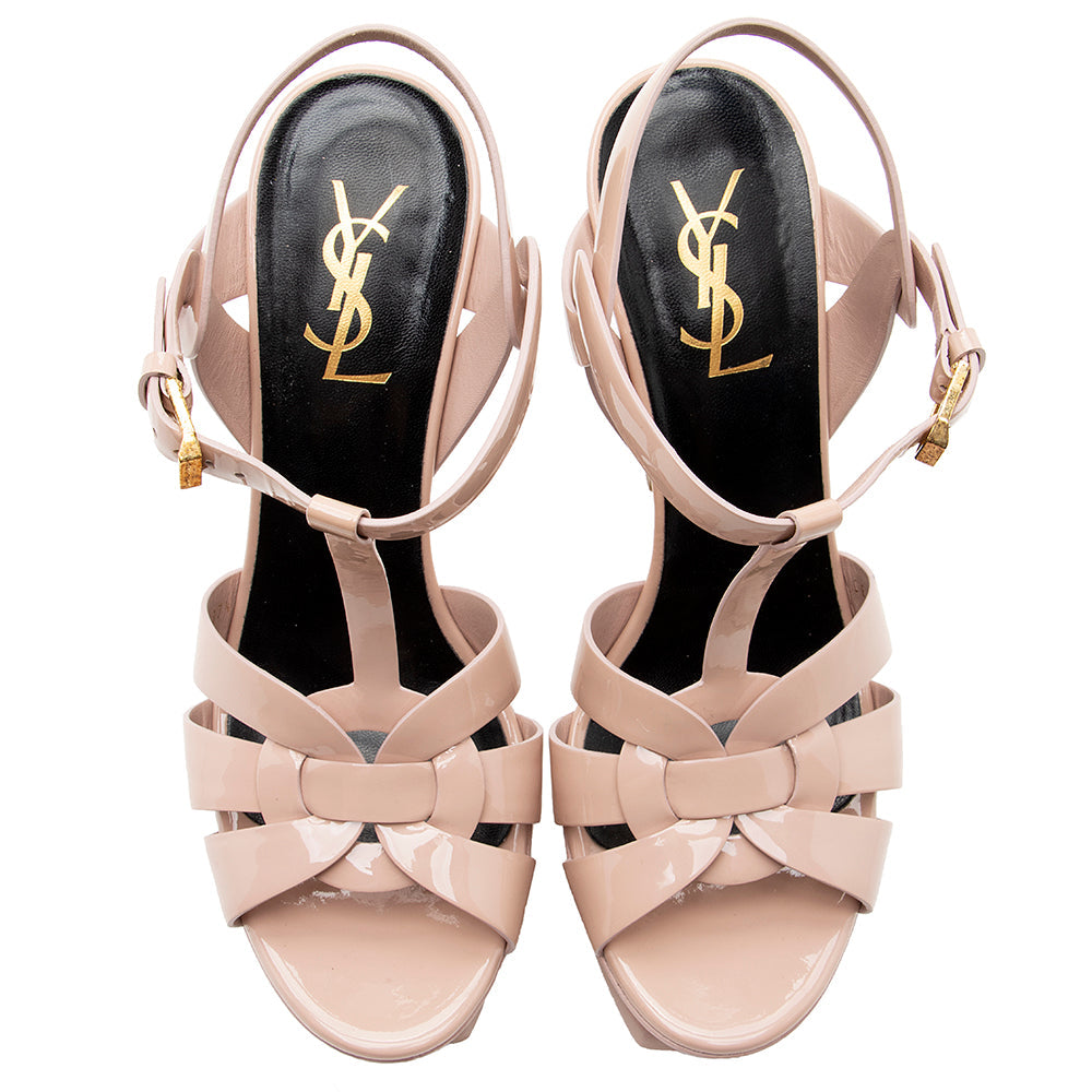 Saint Laurent Patent Leather Tribute Sandals - Size 7.5 / 37.5 18726