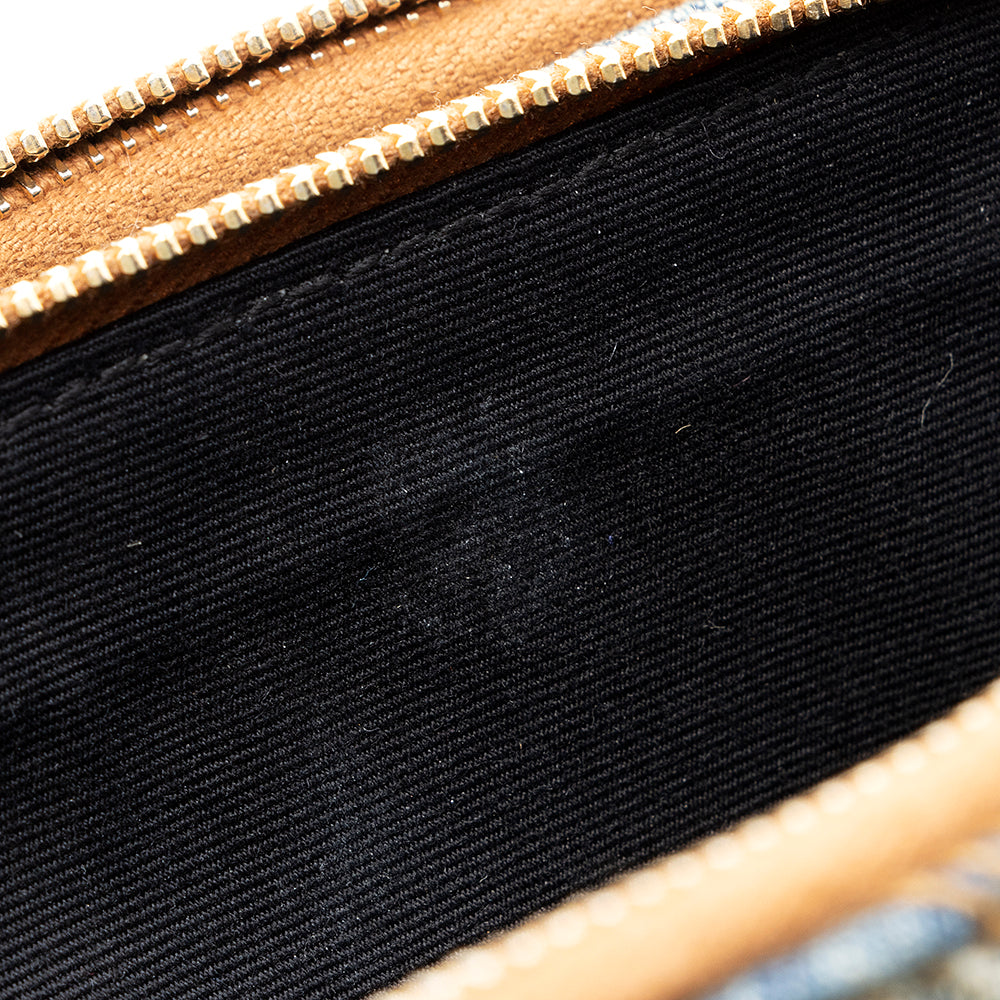 Saint Laurent Quilted Denim Becky Double Zip Crossbody Bag 20574