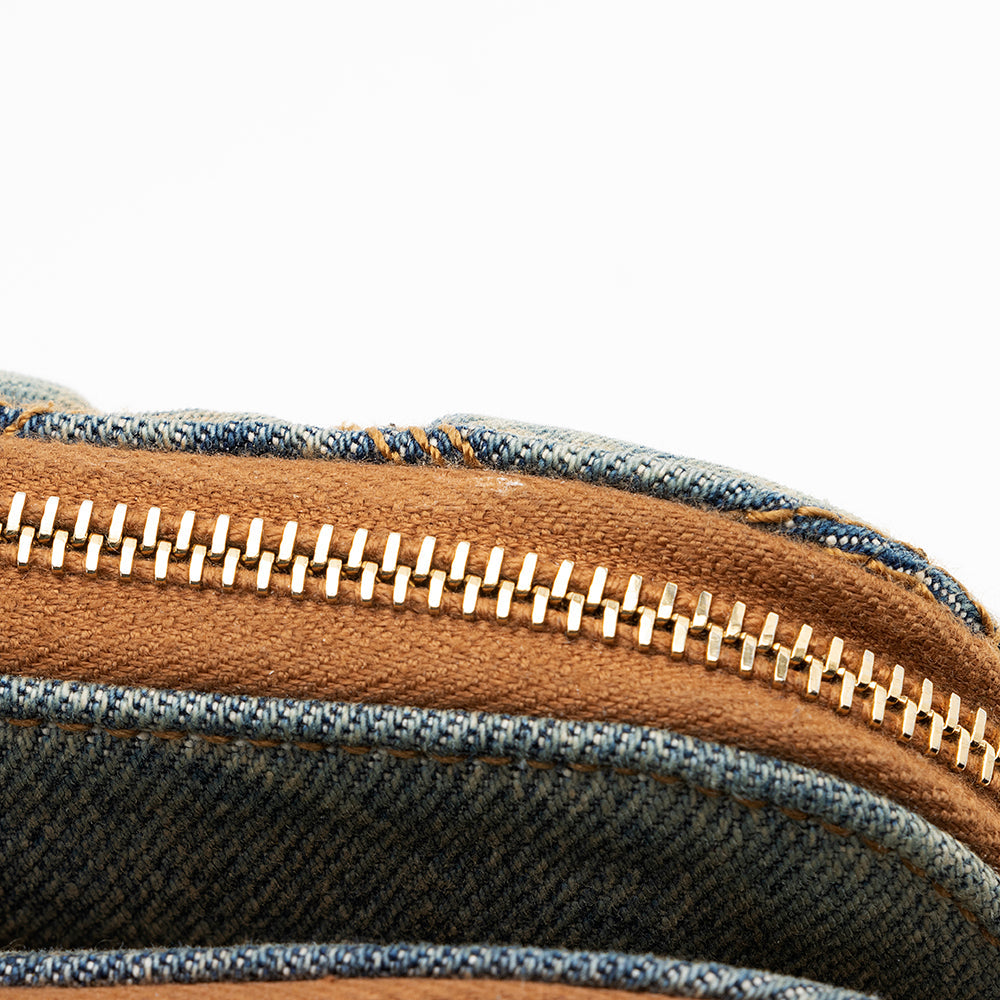 Saint Laurent Quilted Denim Becky Double Zip Crossbody Bag 20574