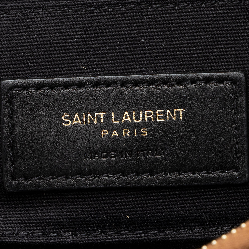 Saint Laurent Quilted Denim Becky Double Zip Crossbody Bag 20574