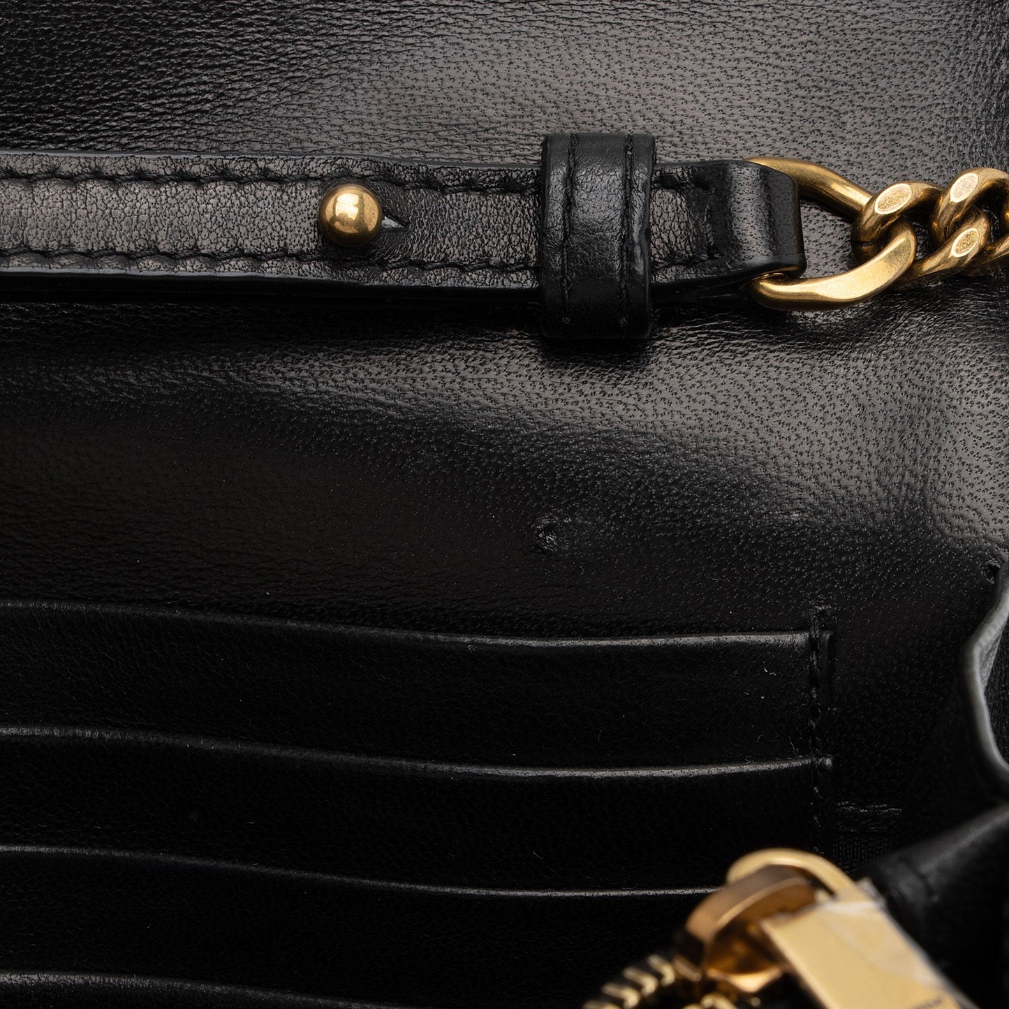 Saint Laurent Quilted Lambskin Monogram Cassandre Chain Wallet 4bOtX7