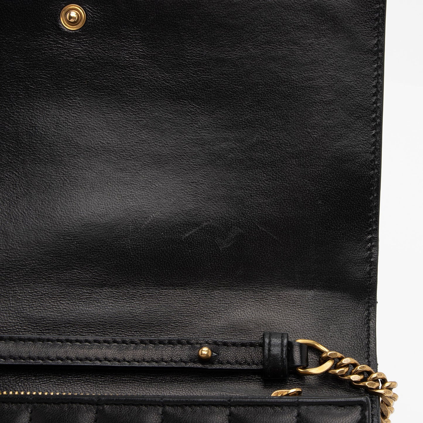 Saint Laurent Quilted Lambskin Monogram Cassandre Chain Wallet 4bOtX7