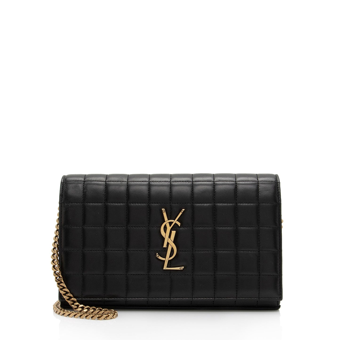 Saint Laurent Quilted Lambskin Monogram Cassandre Chain Wallet 4bOtX7